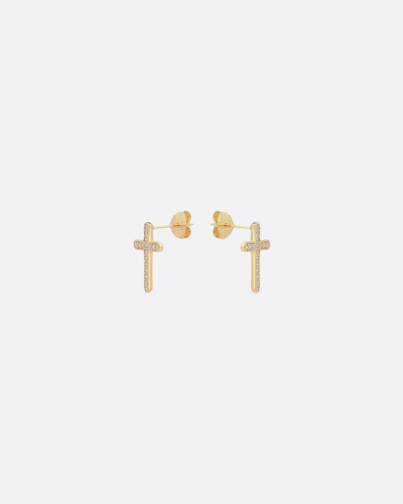 Stone Cross Earring